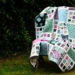 Lap / Throw Quilt - Lilac Pink & Blue..