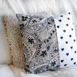 Cushion - Quilted Pillow - Black White And Yellow..