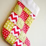 Stocking - Patchwork Stocking - Red And Green -..